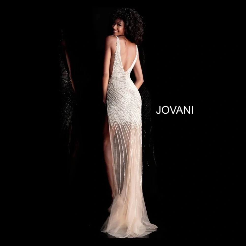 Jovani Gold Beaded Sequin Evening Gown - Picture 16 of 16